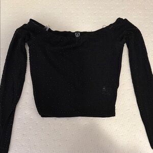 Mesh Black Off-Shoulder Top